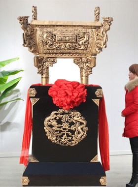 鼎摆件鼎盛千秋龙头鼎铜鼎t酒店装饰品乔迁工艺品公司送礼开业礼