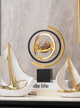 轻奢高档一帆风顺帆船摆件办公室玄关酒柜客厅电S视柜装饰开业礼