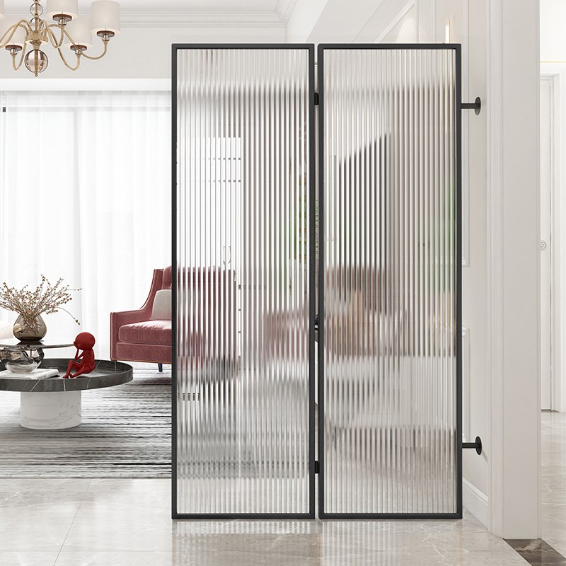 轻奢玻璃屏风折叠可移动s客厅隔断现代简约落地办公室隔墙遮挡装