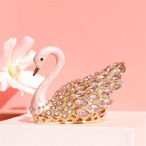 珐琅工艺爱永恒合金天鹅饰品盒金属摆件小收纳盒创W意情人节礼品