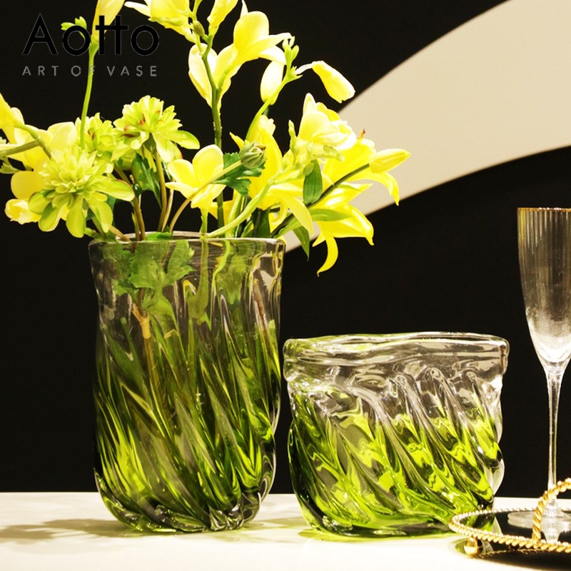 简约创意渐变玻璃花瓶透明插花装饰客厅软装摆件大V号水培植物花