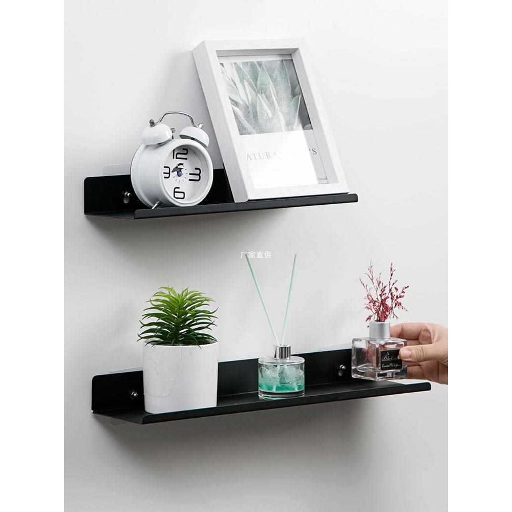 厨房免打孔墙上置物架家用卧室一字隔板收纳架墙壁壁挂书架搁