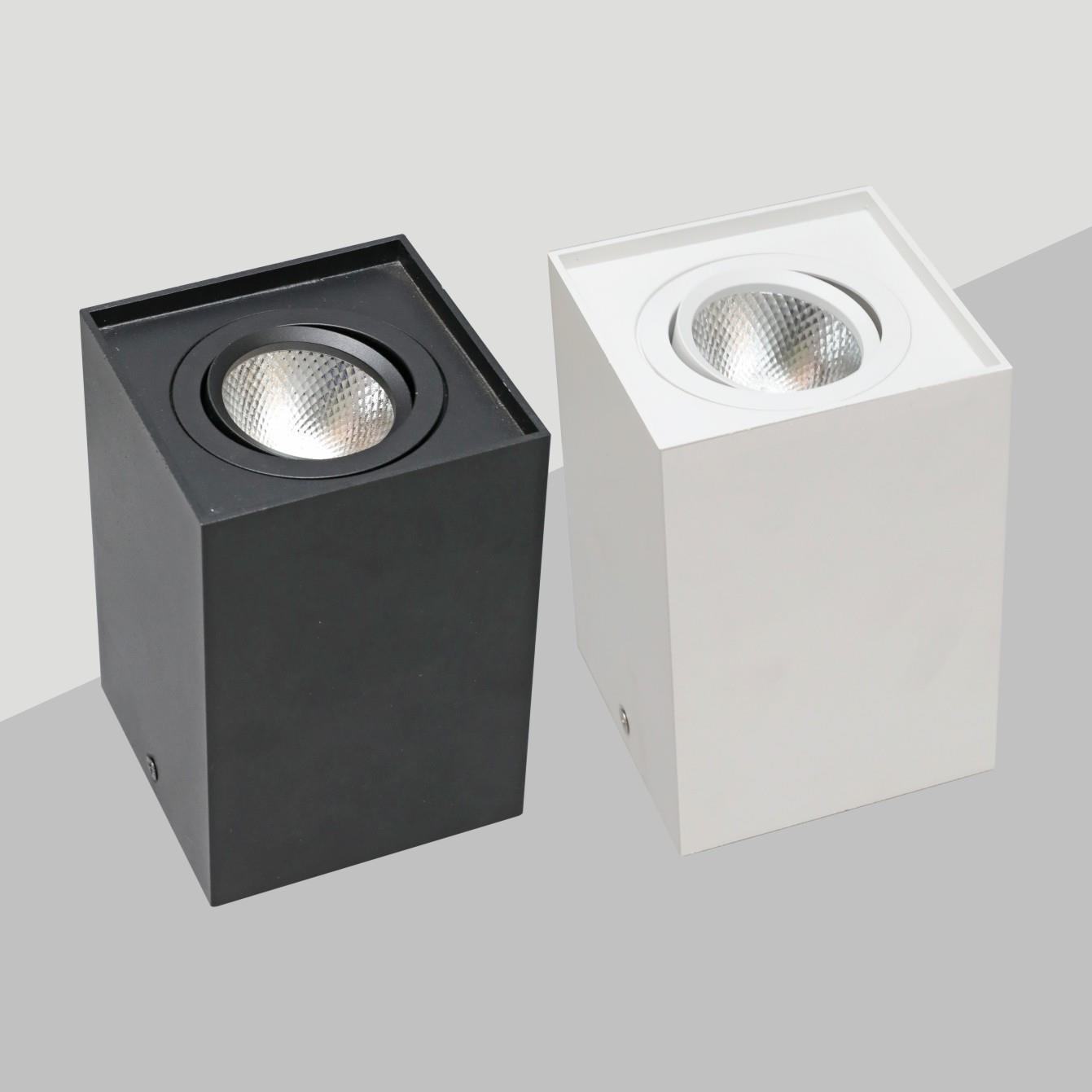 铝材方形摇头调角度明装筒灯走廊卧室防眩天花灯led射灯免开孔