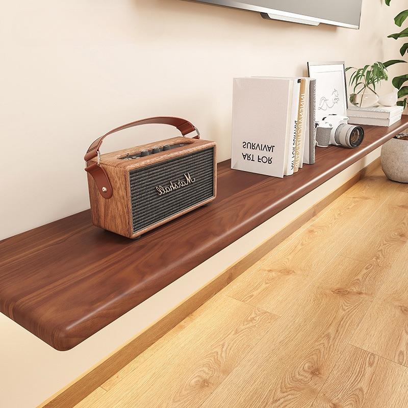 实木一字隔板墙上置物架电视柜简约现代悬空小户型装饰机顶盒