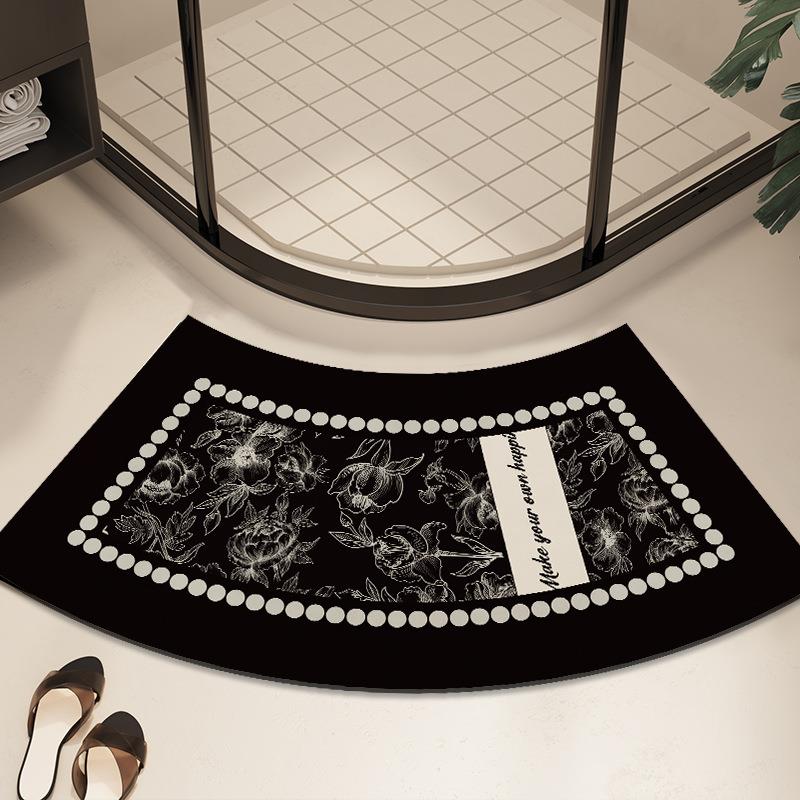 法式卫生间地垫圆弧形浴室门口吸水防滑脚垫扇形厕所垫子多材质