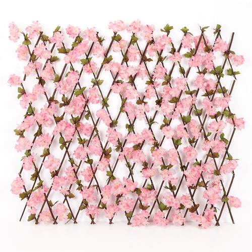 仿真篱笆可伸缩柳木条樱花室内装饰木栅栏庭院围墙可伸缩篱笆