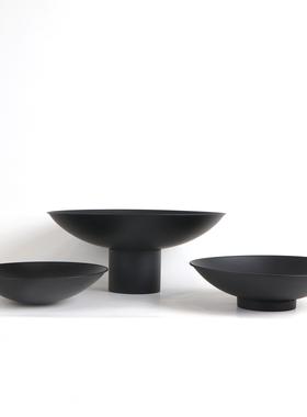 新中式铁艺圆形装饰果盘花器摆件样版房间茶几酒店售楼处软装饰品