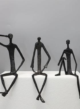 北欧样板间黑色莫头人物雕塑摆件创意酒柜装饰品电视柜玄关摆设人