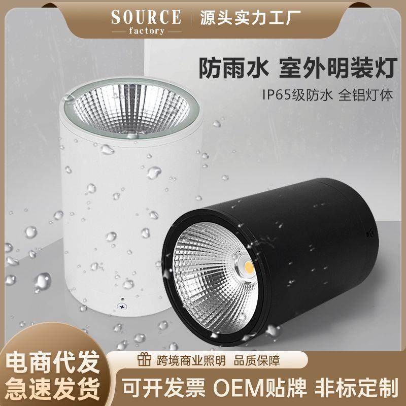 防水明装射灯led室外门头阳台免开孔天花灯酒店露台雨棚吸顶筒灯