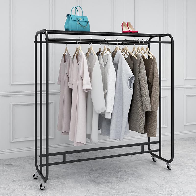 铁艺服装店展示架双排多功能中岛架落地式简约金色双杆女装衣服架