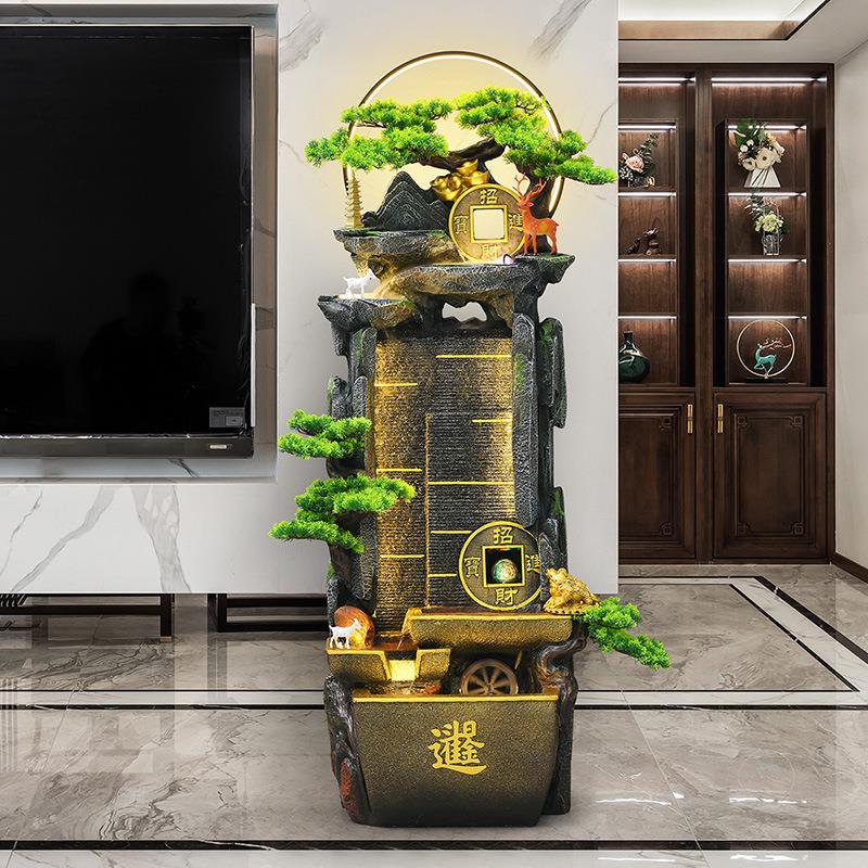 循环流水招财摆件客厅玄关装饰假山喷泉办公室生财风水轮开业礼品