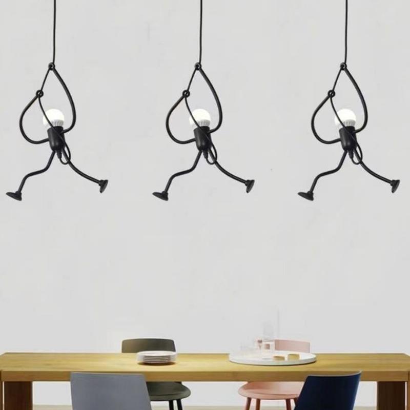 北欧铁艺吊灯复古小人创意餐厅咖啡厅服装店铺灯吧台现代艺术吊灯