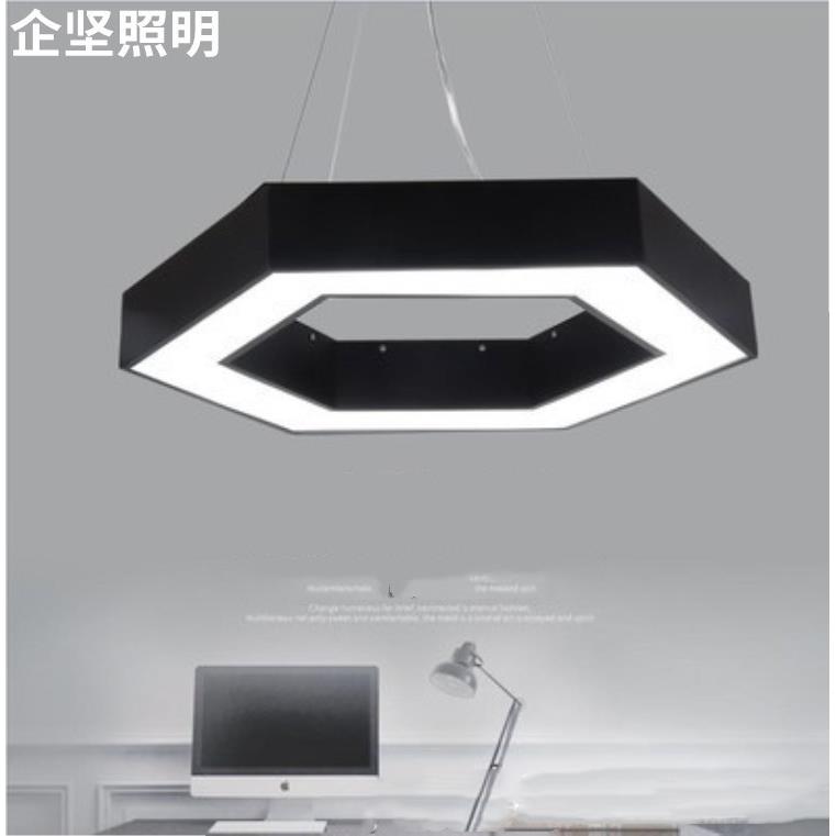 现代创意六边形办公室吊灯简约艺术写字楼商场超市健身房LED吊灯