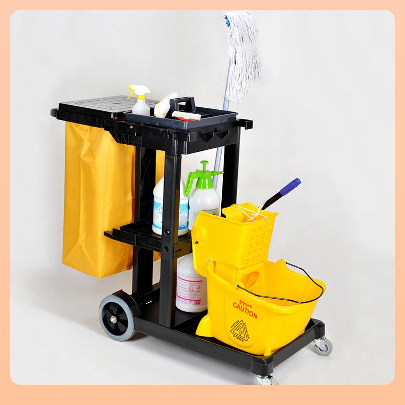 ◁多功能清洁保洁车手推车布草车物业商场酒店宾馆客房服务车清