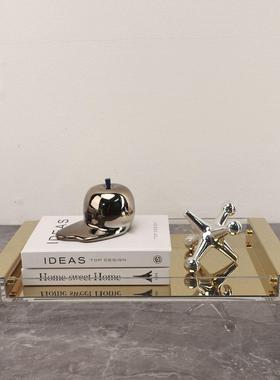 北欧简约亚克力金属托盘样板房客厅茶几书房玄关卧室家居装饰品