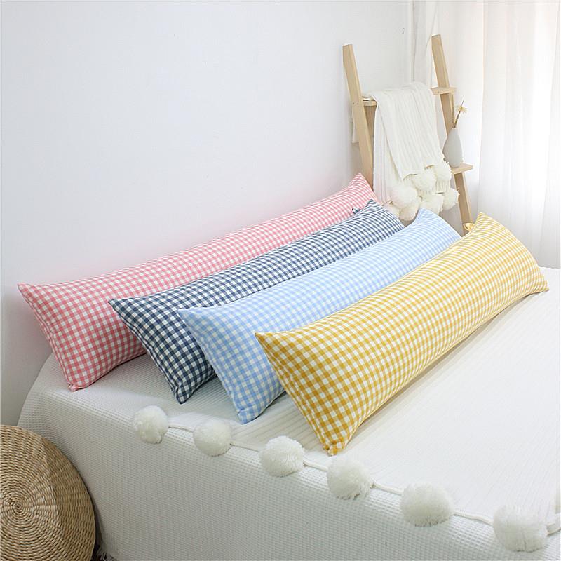 日式全棉家用条纹格子水洗棉睡觉枕孕妇侧睡夹腿抱枕含芯长条抱枕