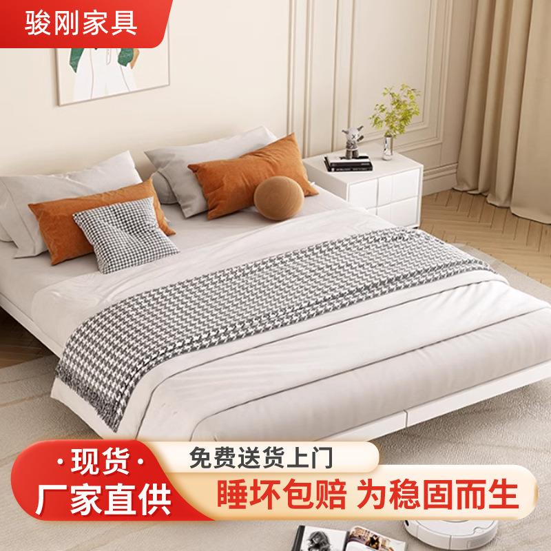 日式简约悬浮床家用休闲铁艺床无床头排骨架卧室双人床单人床架子