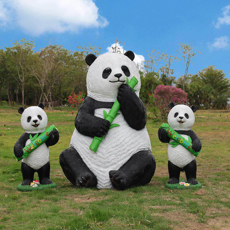 新仿真大熊猫雕塑幼儿园小区绿化装饰户外景区公园假动物模型摆件