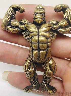 黄铜举手金刚摆件抱头金刚摆件桌面装饰礼品手把玩件大猩猩工艺品