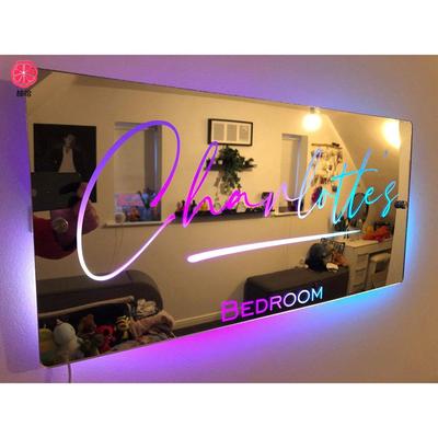 自建站热销LED发光名字镜子 个性化家庭名字发光镜子床头摆件