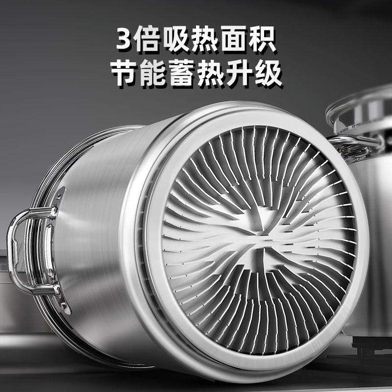 德国进口加厚不锈钢翅片节能高锅汤锅商用卤水锅带盖子卤菜卤肉桶,厨房电器,商用汤锅/汤桶/煮面桶,淘宝优惠券,粉丝福利购,淘宝优惠卷
