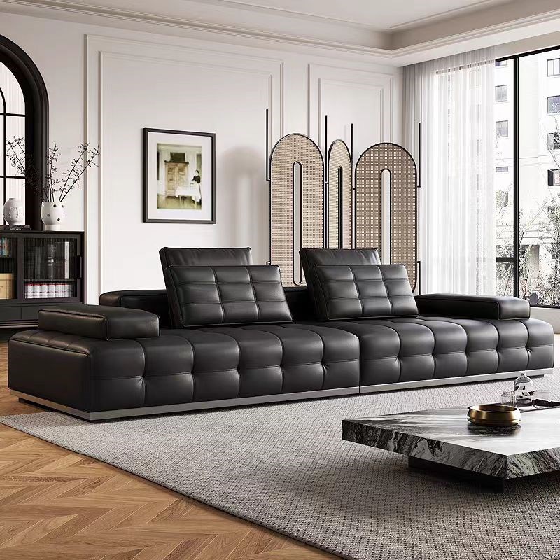 意式极简轻奢劳伦l斯全真皮沙发直排牛皮大小户型别墅现代客厅组