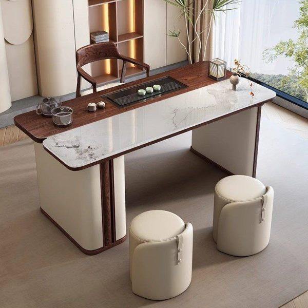 新中式乌金木岩板茶桌椅组合小户型实木茶桌客厅现简约档家用,商业/办公家具,茶台/茶桌,淘宝优惠券,粉丝福利购,淘宝优惠卷