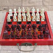 复古国际象棋中号兵马俑棋子立体象棋人物象棋配木制棋盘创意象棋