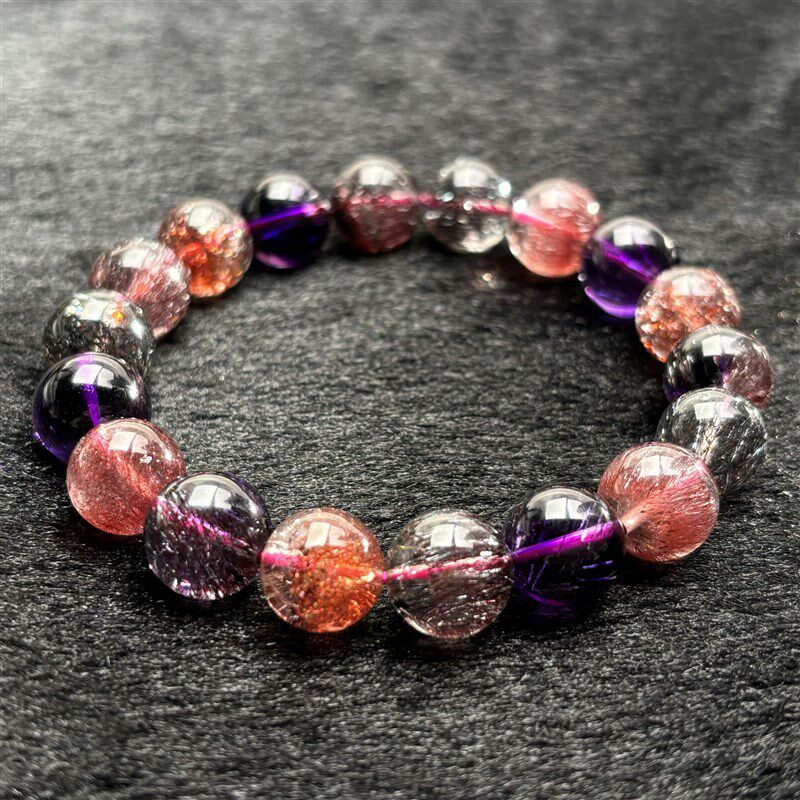 超七水晶手链金草莓黑加仑碧玺舒俱来紫晶海O蓝宝手链吊坠戒指通