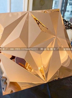金色蓝色镜面金属不锈钢马赛克瓷砖大块3DM立体装饰酒吧背景墙墙