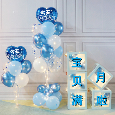 惊喜气球盒背景墙宝宝生日快乐发光装饰儿L童宝宝满月周岁场景布