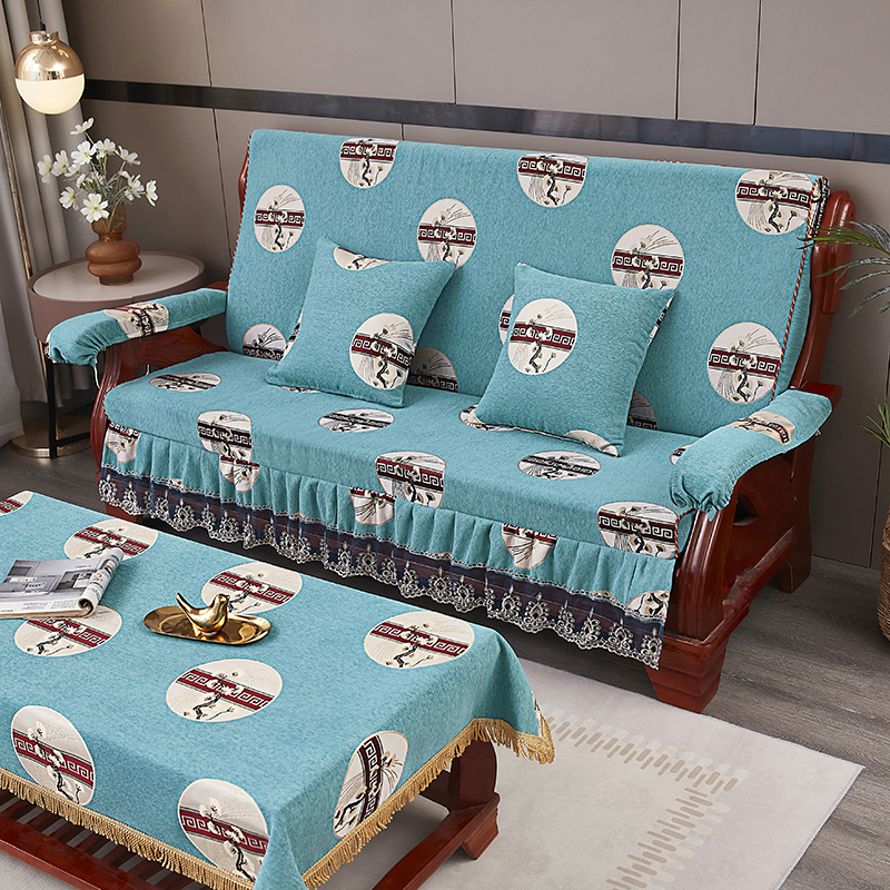 红实木沙发坐垫j带靠背连体新中式联邦老式木头春秋椅海绵座垫加