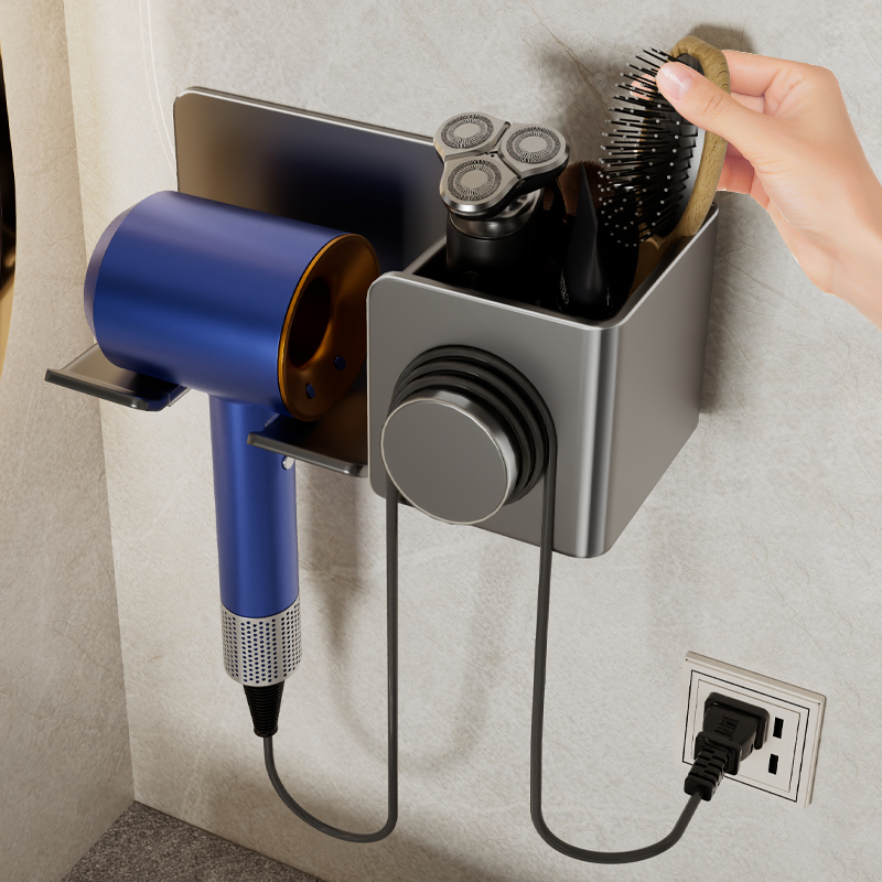 吹风机置物架卫生间免打r孔壁挂式电吹风支架浴室厕所风筒收纳架