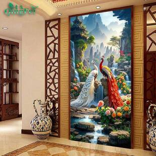 青飞精准印布锦瑟年华十字绣情侣孔雀十字绣现代简约客厅挂画E355