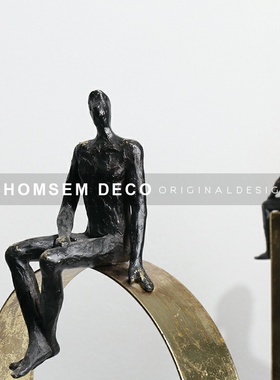 简约现代轻奢几何创意抽象人物雕塑样板房间售楼R处家居电视柜摆