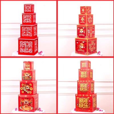 新年春节装饰品礼物盒酒店商场橱B窗场景布置堆头摆件过年礼盒装
