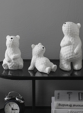 创意可爱治愈系熊摆件北欧陶瓷摆设家居玄关O客厅酒柜电视柜装饰