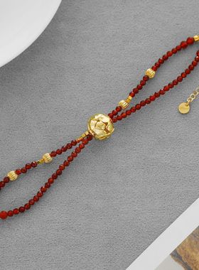 新年红运双层红玛瑙手链新中式