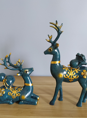 招财鹿酒柜电视柜装饰品q办公室家居客厅工艺礼品摆饰创意欧式现