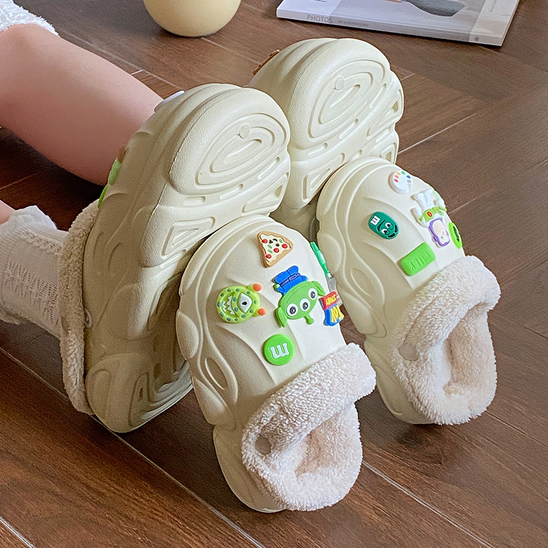 儿童亲子拖鞋冬季男童可拆t卸防水防滑2023新款毛毛绒女孩保暖棉