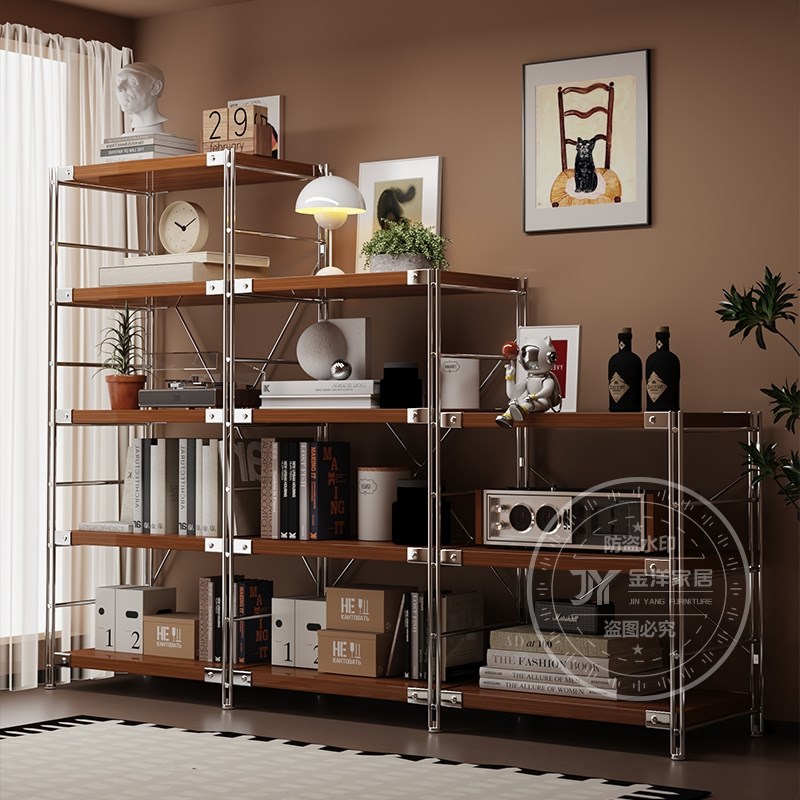 日式置物架落地光轴收纳架家用多层书架厨房阳台储物架Z组合架货