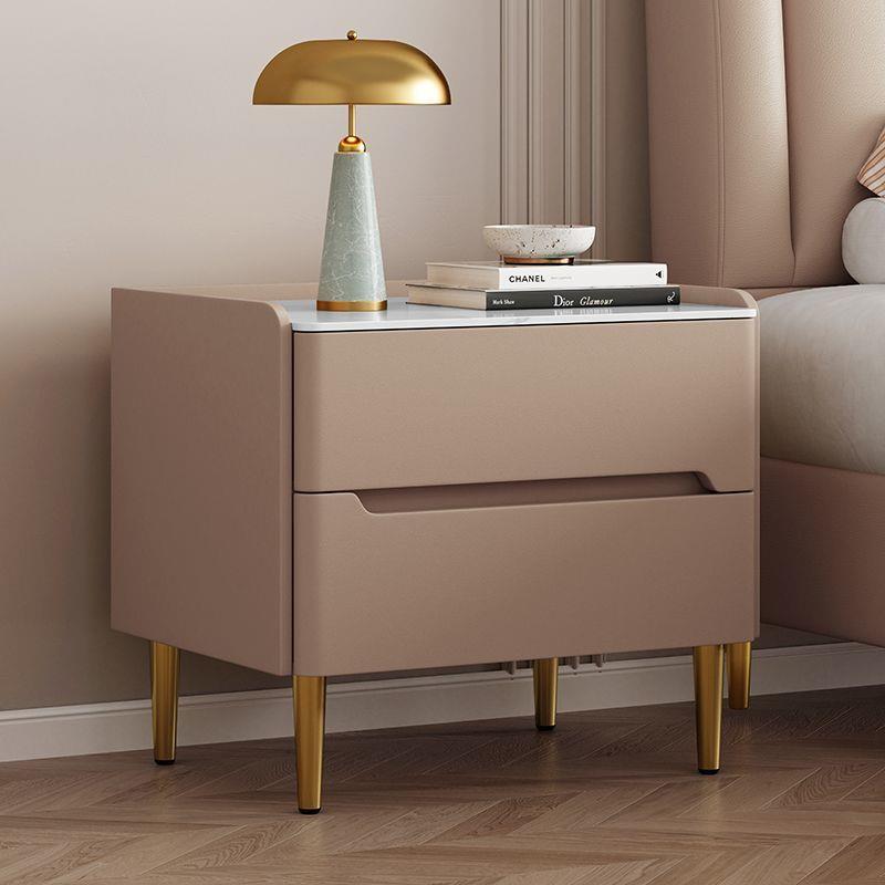 床头柜实木小型简约现代家用卧室轻奢风皮质新款岩板收纳床边柜