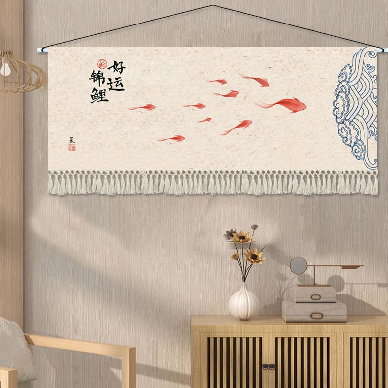 壁画头现代简约墙面背景墙装饰画布房间挂毯卧室床主卧布艺挂画图片