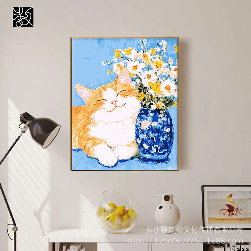 数字油画客厅书房装饰画手工填色花卉油画手绘客厅填充油画繁花图片