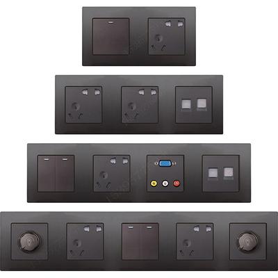 酒店86型弱电三六开轻触智能 干接点rcu新款脉冲信号开关面板黑色