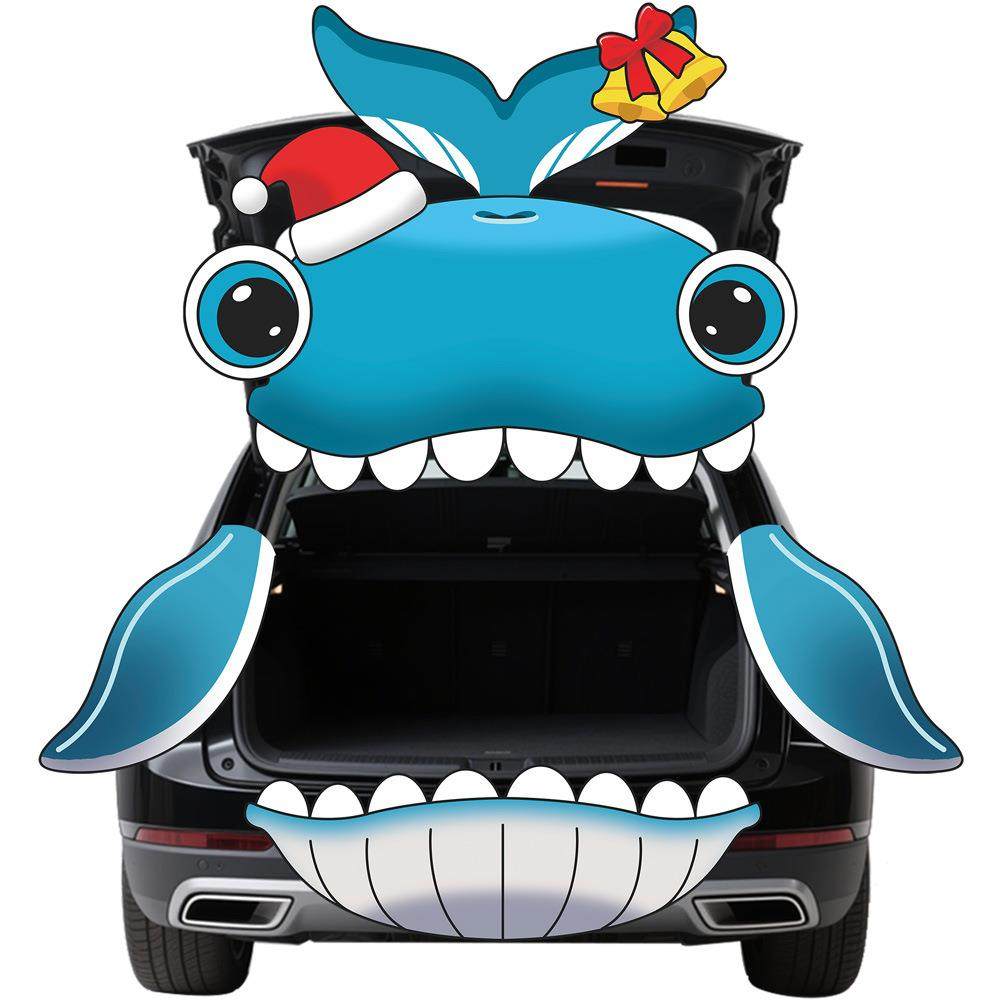 XZ053圣诞鲸鱼大尺寸汽车后备箱贴节日派对装饰纸质墙贴车库门贴,标准件/零部件/工业耗材,车间地垫,淘宝优惠券,粉丝福利购,淘宝优惠卷