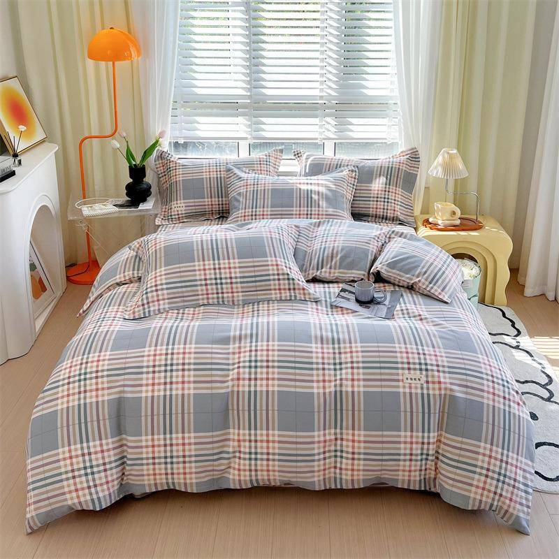 纯棉原棉粗布床上四件套简约田园风全棉被套床单床上用品南通家纺