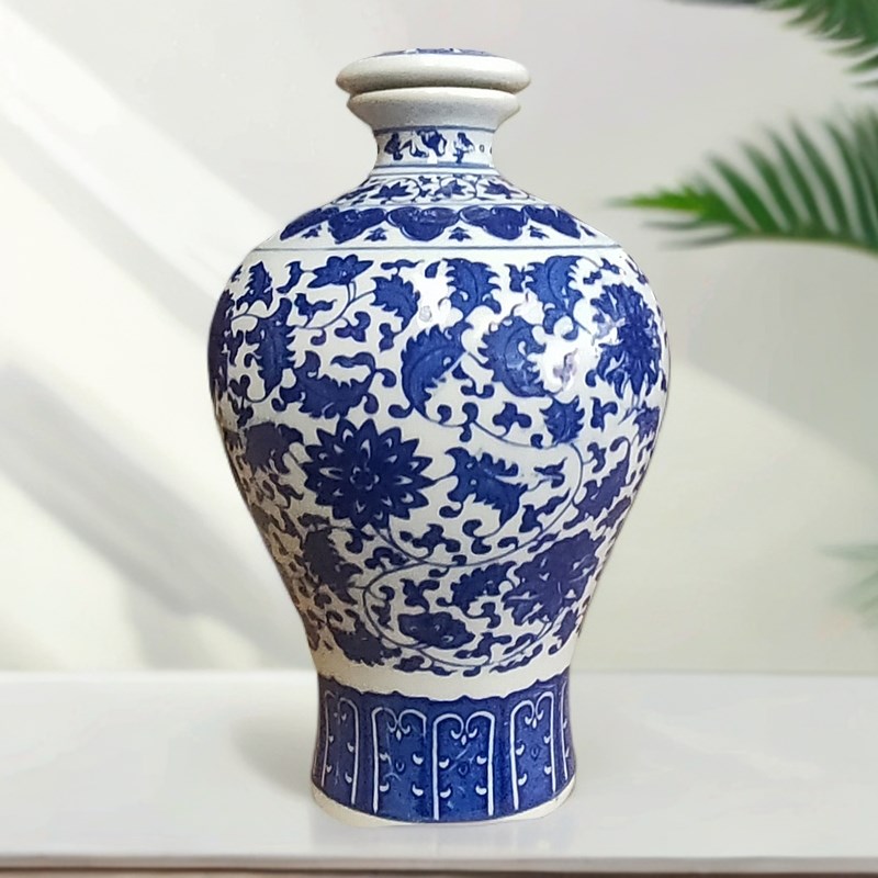 景德镇青花瓷酒瓶1斤2斤3斤5斤10斤小口带盖密封家用酒罐装酒酒坛