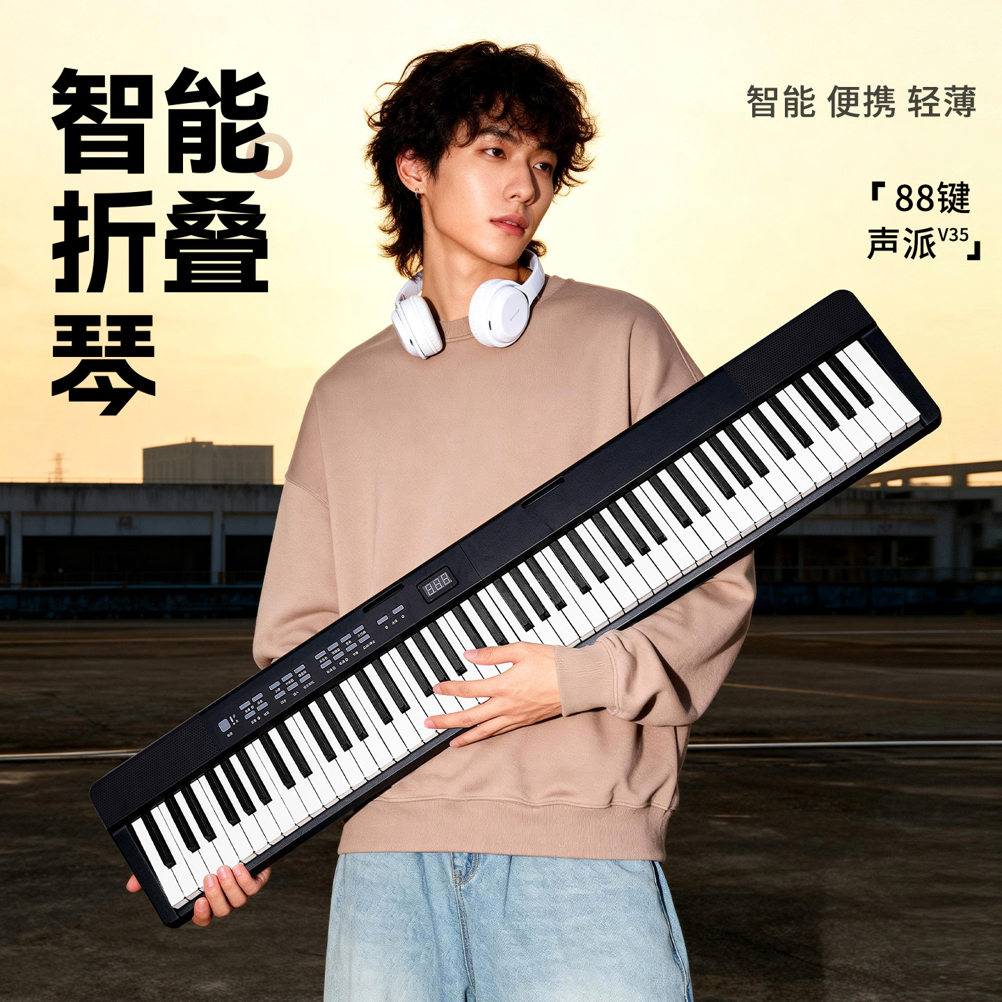 【百亿】VOICEPAL声派V352折叠电钢琴88键力度便携电子琴专业钢琴