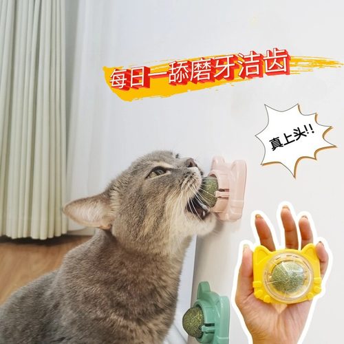 爆款猫薄荷球舔舔乐旋转猫草球促消化磨牙洁齿猫玩具自嗨解闷